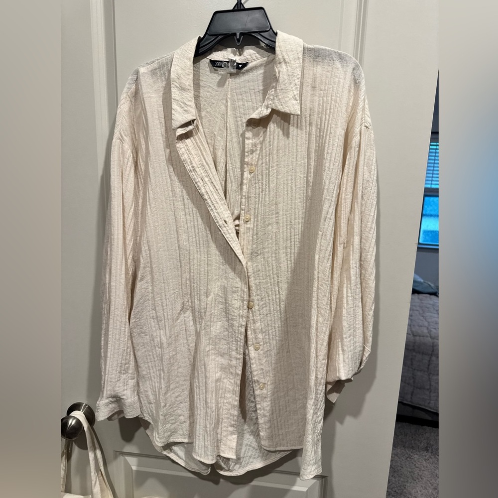 Zara Cream Textured Blouse